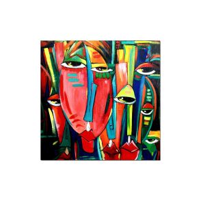 Tableau femme, Coiffe colorée, 60x90, cadre argent, Socadis